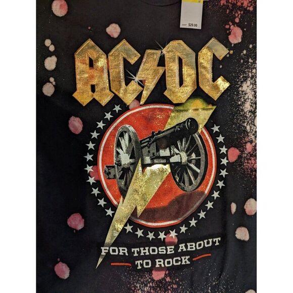 AC DC Size Med Rock Band For Those About To Rock Cannon Lightning Bolt T-Shirt - Picture 4 of 5